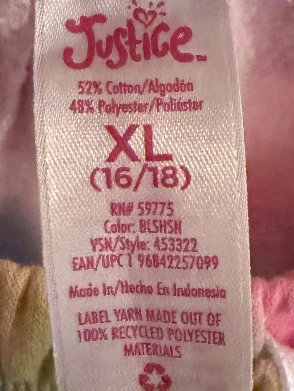 Kids justice sweatpants size xl